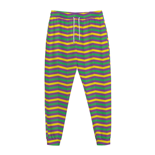 Mardi Gras Fat Tuesday Chevron Print Jogger Pants