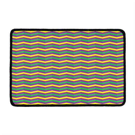 Mardi Gras Fat Tuesday Chevron Print Kitchen Mat