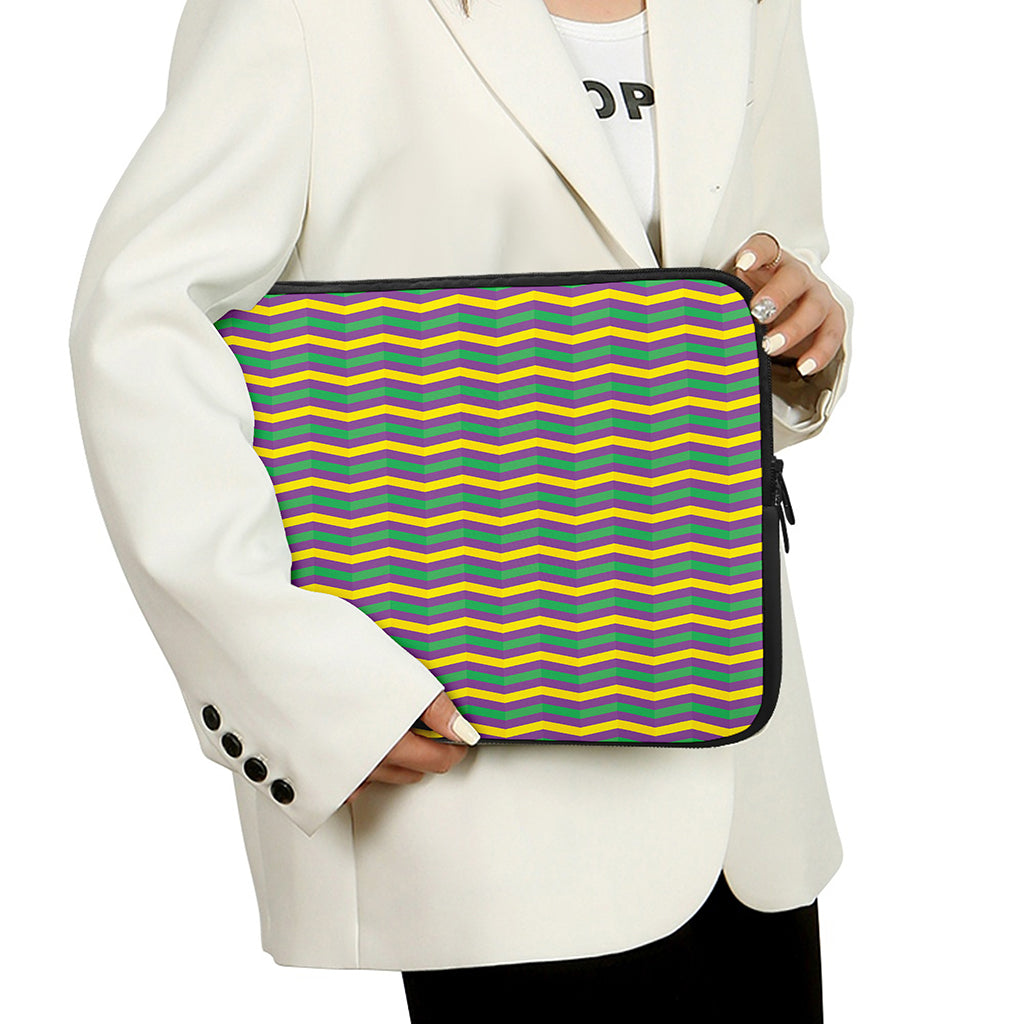 Mardi Gras Fat Tuesday Chevron Print Laptop Sleeve