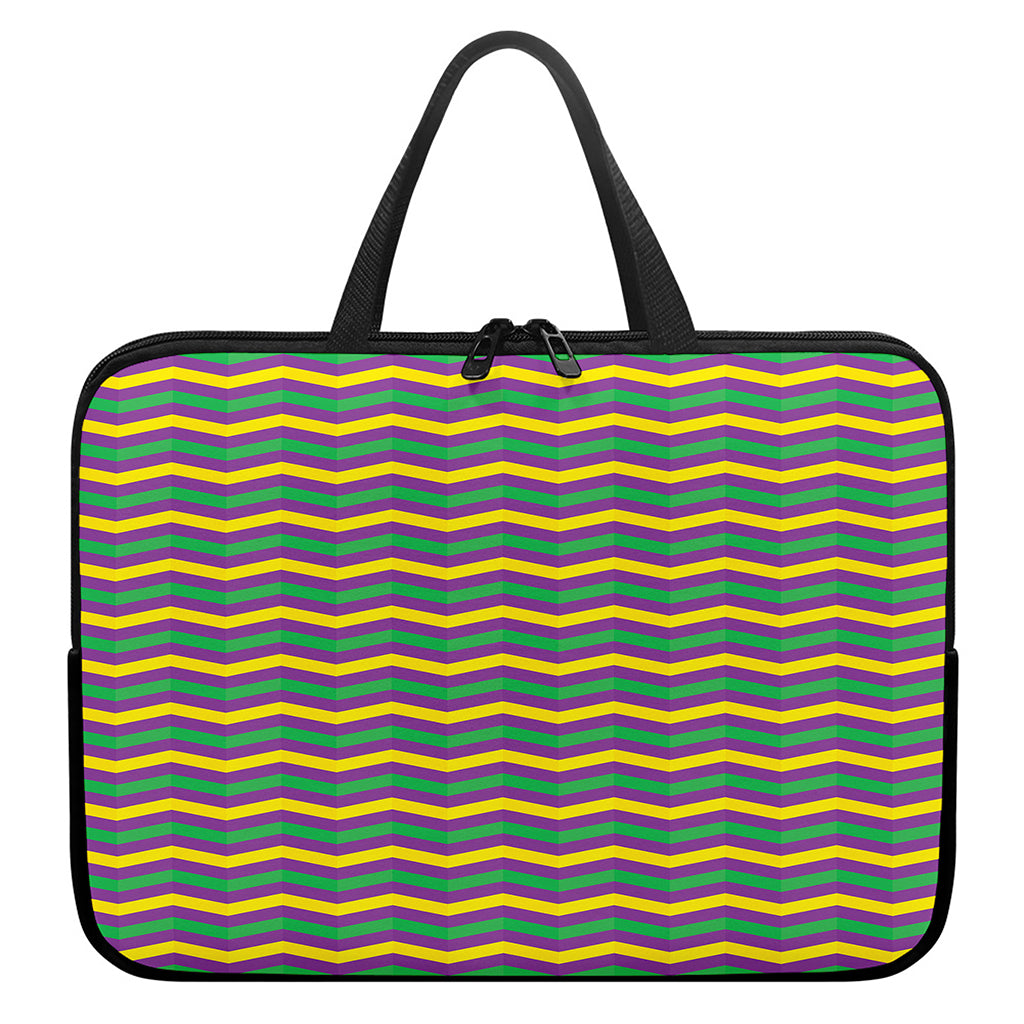 Mardi Gras Fat Tuesday Chevron Print Laptop Sleeve With Handle