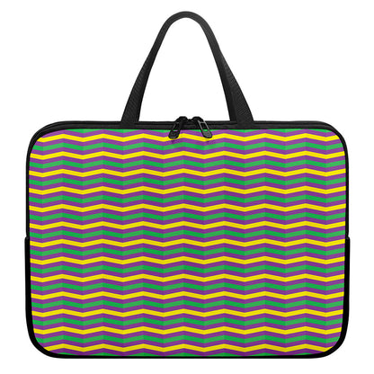 Mardi Gras Fat Tuesday Chevron Print Laptop Sleeve With Handle