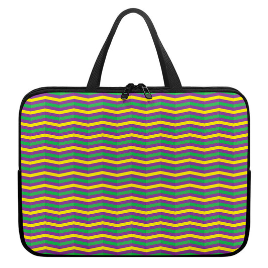 Mardi Gras Fat Tuesday Chevron Print Laptop Sleeve With Handle