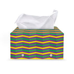 Mardi Gras Fat Tuesday Chevron Print Leather Tissue Box Cover