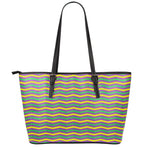 Mardi Gras Fat Tuesday Chevron Print Leather Tote Bag