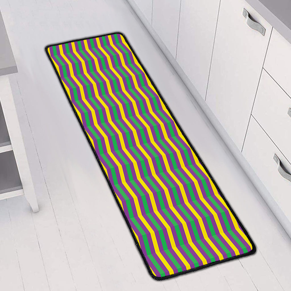 Mardi Gras Fat Tuesday Chevron Print Long Kitchen Mat