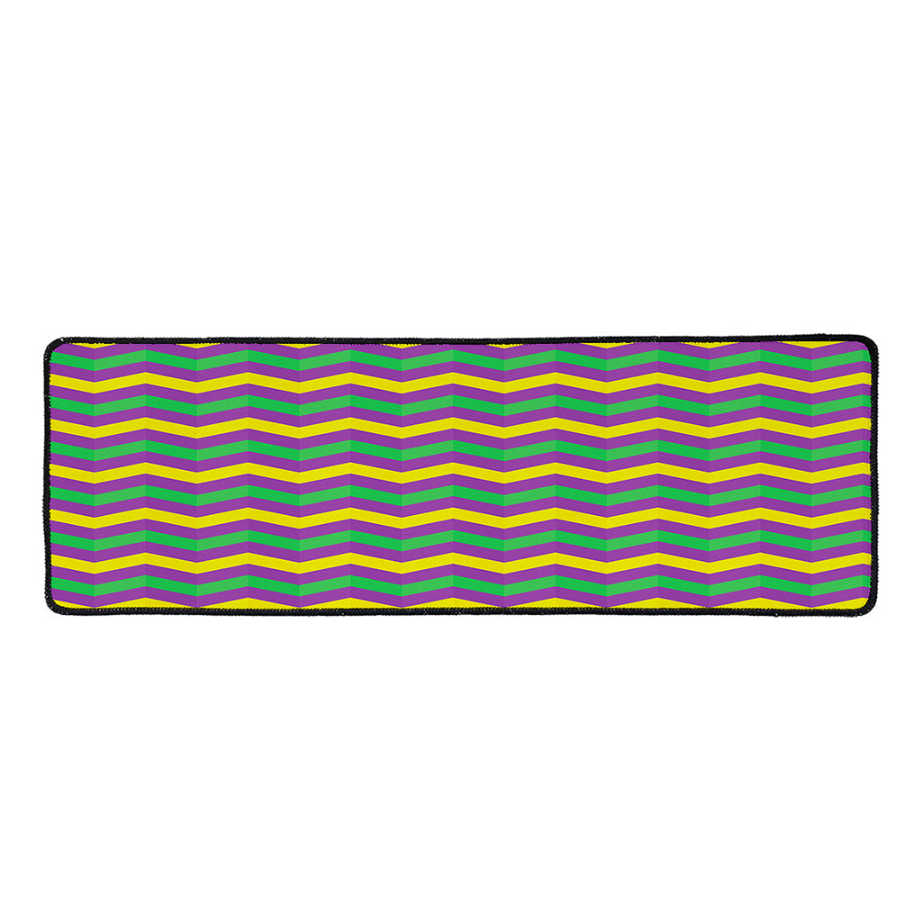 Mardi Gras Fat Tuesday Chevron Print Long Kitchen Mat