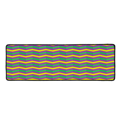 Mardi Gras Fat Tuesday Chevron Print Long Kitchen Mat