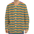 Mardi Gras Fat Tuesday Chevron Print Long Sleeve Baseball Jersey