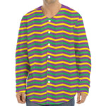 Mardi Gras Fat Tuesday Chevron Print Long Sleeve Baseball Jersey
