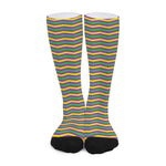Mardi Gras Fat Tuesday Chevron Print Long Socks