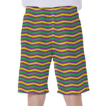Mardi Gras Fat Tuesday Chevron Print Men's Beach Shorts