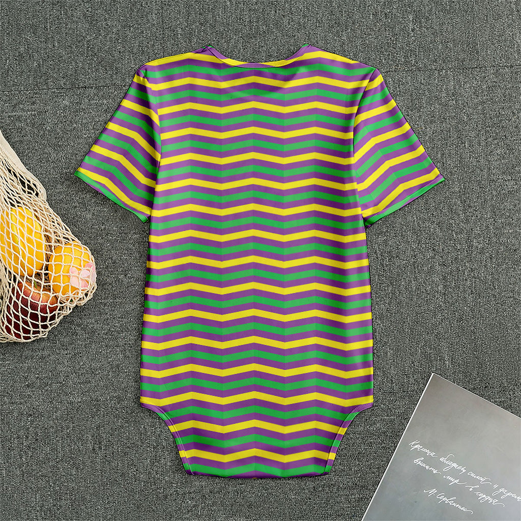 Mardi Gras Fat Tuesday Chevron Print Men's Bodysuit