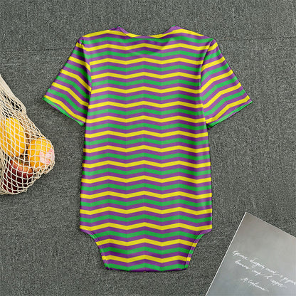 Mardi Gras Fat Tuesday Chevron Print Men's Bodysuit