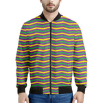 Mardi Gras Fat Tuesday Chevron Print Men's Bomber Jacket