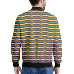 Mardi Gras Fat Tuesday Chevron Print Men's Bomber Jacket