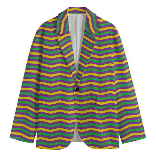 Mardi Gras Fat Tuesday Chevron Print Men's Cotton Blazer