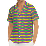 Mardi Gras Fat Tuesday Chevron Print Men's Deep V-Neck Shirt