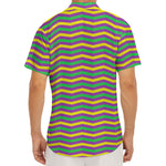 Mardi Gras Fat Tuesday Chevron Print Men's Deep V-Neck Shirt