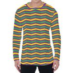 Mardi Gras Fat Tuesday Chevron Print Men's Long Sleeve T-Shirt