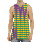 Mardi Gras Fat Tuesday Chevron Print Men's Muscle Tank Top