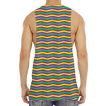 Mardi Gras Fat Tuesday Chevron Print Men's Muscle Tank Top