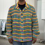 Mardi Gras Fat Tuesday Chevron Print Men's Shirt Jacket