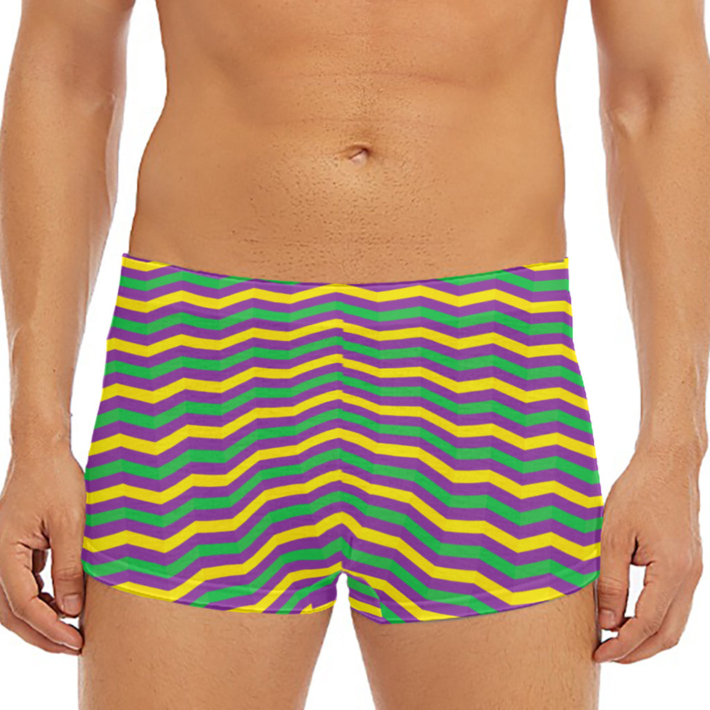 Mardi Gras Fat Tuesday Chevron Print Men's Short Boxer Briefs