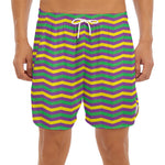 Mardi Gras Fat Tuesday Chevron Print Men's Split Running Shorts