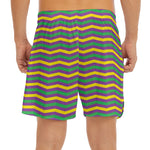 Mardi Gras Fat Tuesday Chevron Print Men's Split Running Shorts