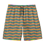 Mardi Gras Fat Tuesday Chevron Print Men's Swim Trunks