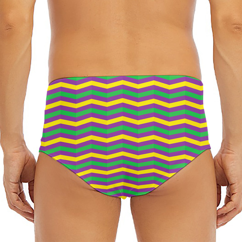 Mardi Gras Fat Tuesday Chevron Print Men's Triangle Swim Briefs