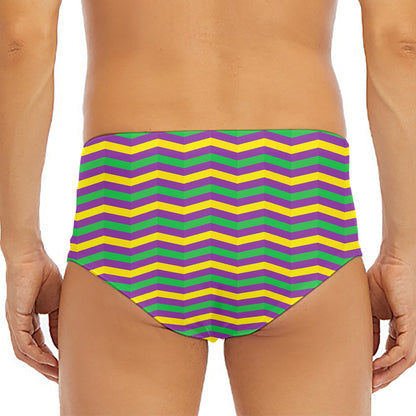 Mardi Gras Fat Tuesday Chevron Print Men's Triangle Swim Briefs