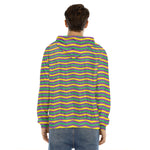 Mardi Gras Fat Tuesday Chevron Print Men's Velvet Pullover Hoodie