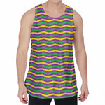 Mardi Gras Fat Tuesday Chevron Print Men's Velvet Tank Top