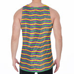 Mardi Gras Fat Tuesday Chevron Print Men's Velvet Tank Top