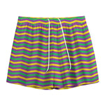 Mardi Gras Fat Tuesday Chevron Print Mesh Shorts