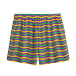 Mardi Gras Fat Tuesday Chevron Print Mesh Shorts