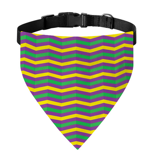 Mardi Gras Fat Tuesday Chevron Print Over The Collar Dog Bandana
