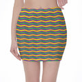 Mardi Gras Fat Tuesday Chevron Print Pencil Mini Skirt