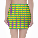 Mardi Gras Fat Tuesday Chevron Print Pencil Mini Skirt