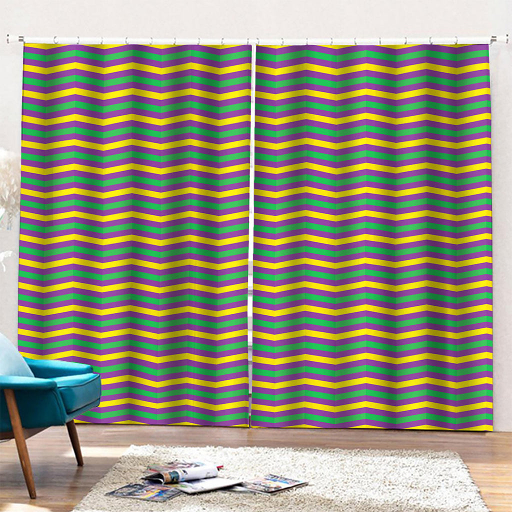 Mardi Gras Fat Tuesday Chevron Print Pencil Pleat Curtains