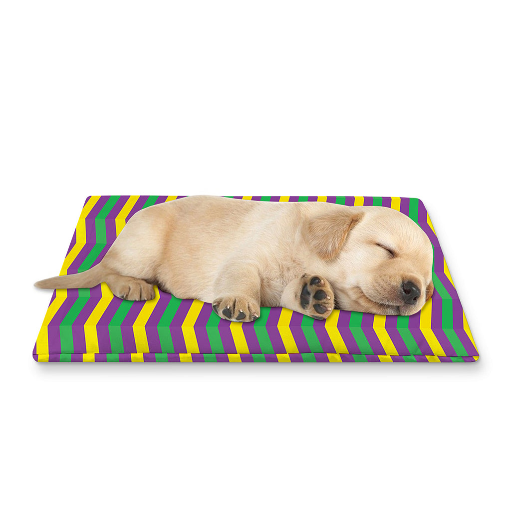 Mardi Gras Fat Tuesday Chevron Print Pet Cooling Mat Cover