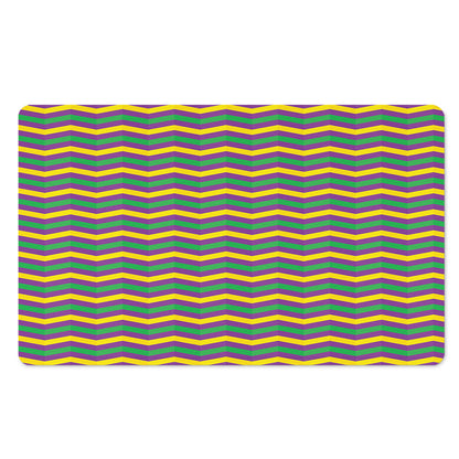 Mardi Gras Fat Tuesday Chevron Print Polyester Doormat