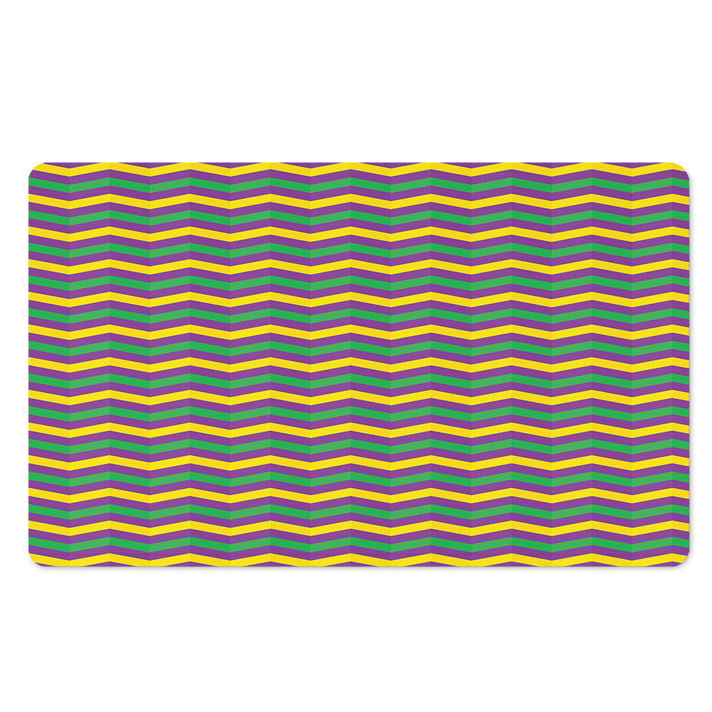 Mardi Gras Fat Tuesday Chevron Print Polyester Doormat