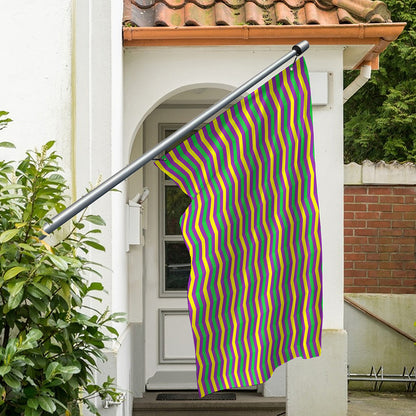 Mardi Gras Fat Tuesday Chevron Print Polyester Flag