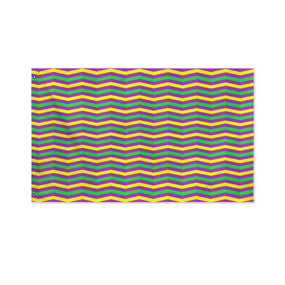 Mardi Gras Fat Tuesday Chevron Print Polyester Flag
