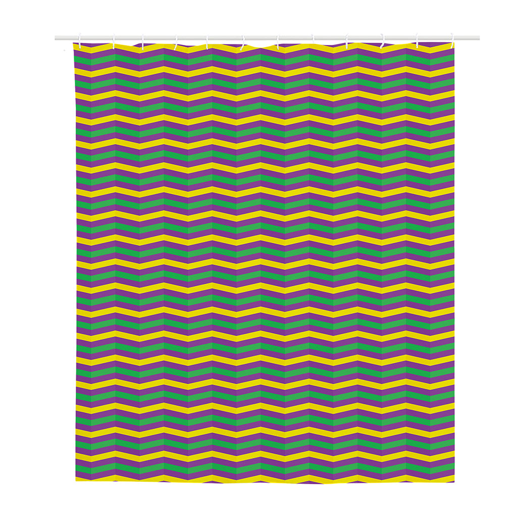 Mardi Gras Fat Tuesday Chevron Print Polyester Shower Curtain