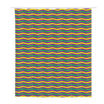 Mardi Gras Fat Tuesday Chevron Print Polyester Shower Curtain