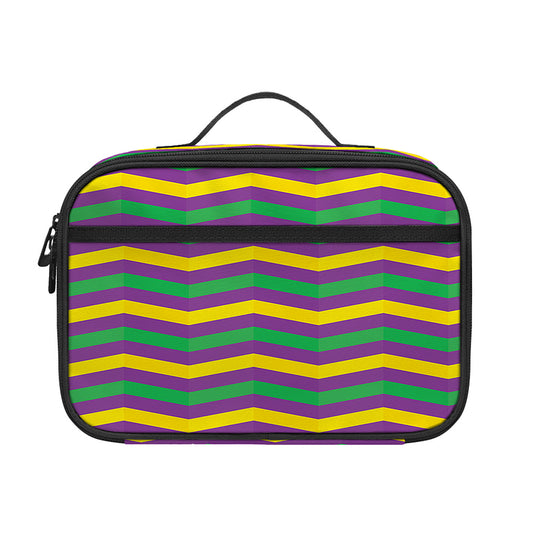 Mardi Gras Fat Tuesday Chevron Print Portable Lunch Bag
