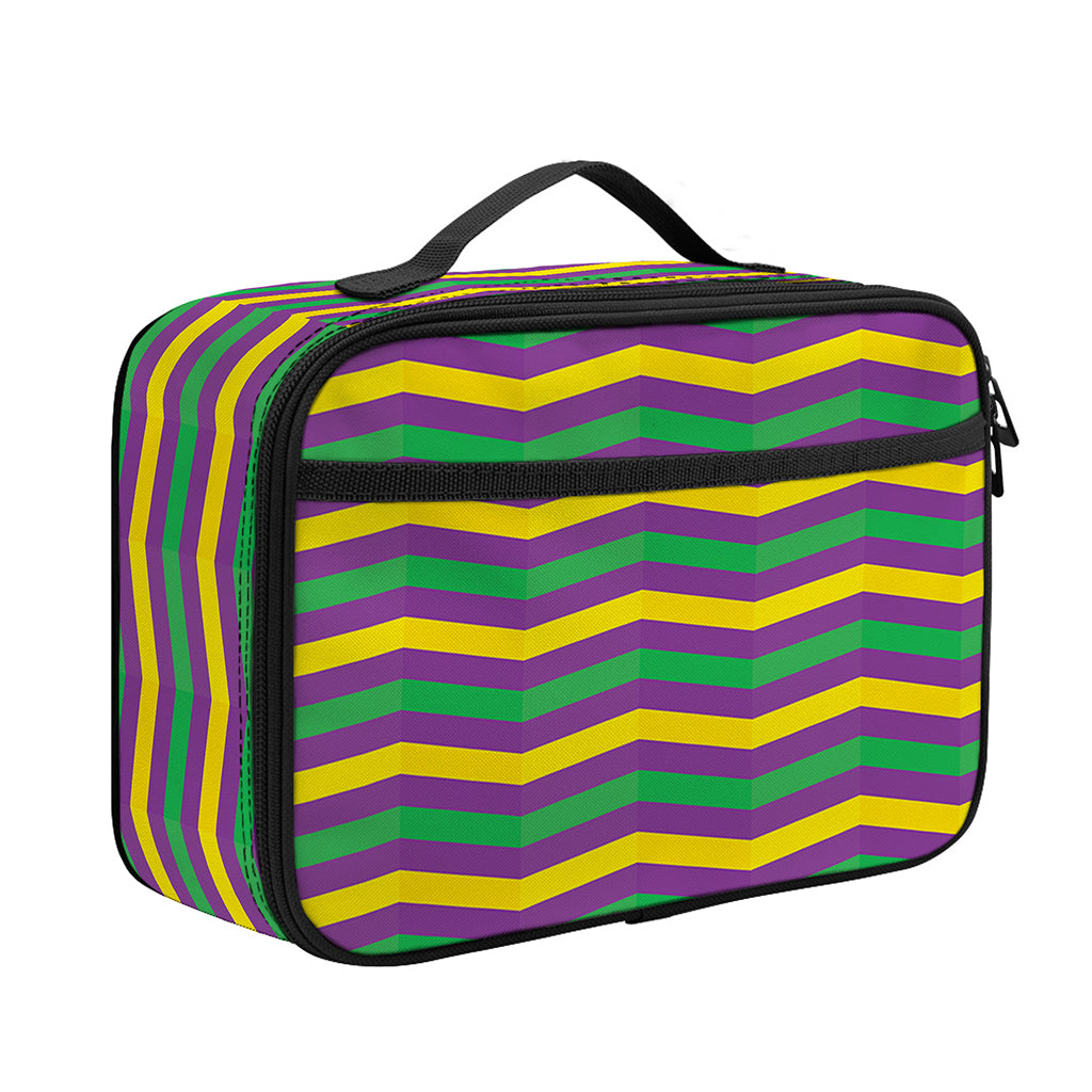 Mardi Gras Fat Tuesday Chevron Print Portable Lunch Bag